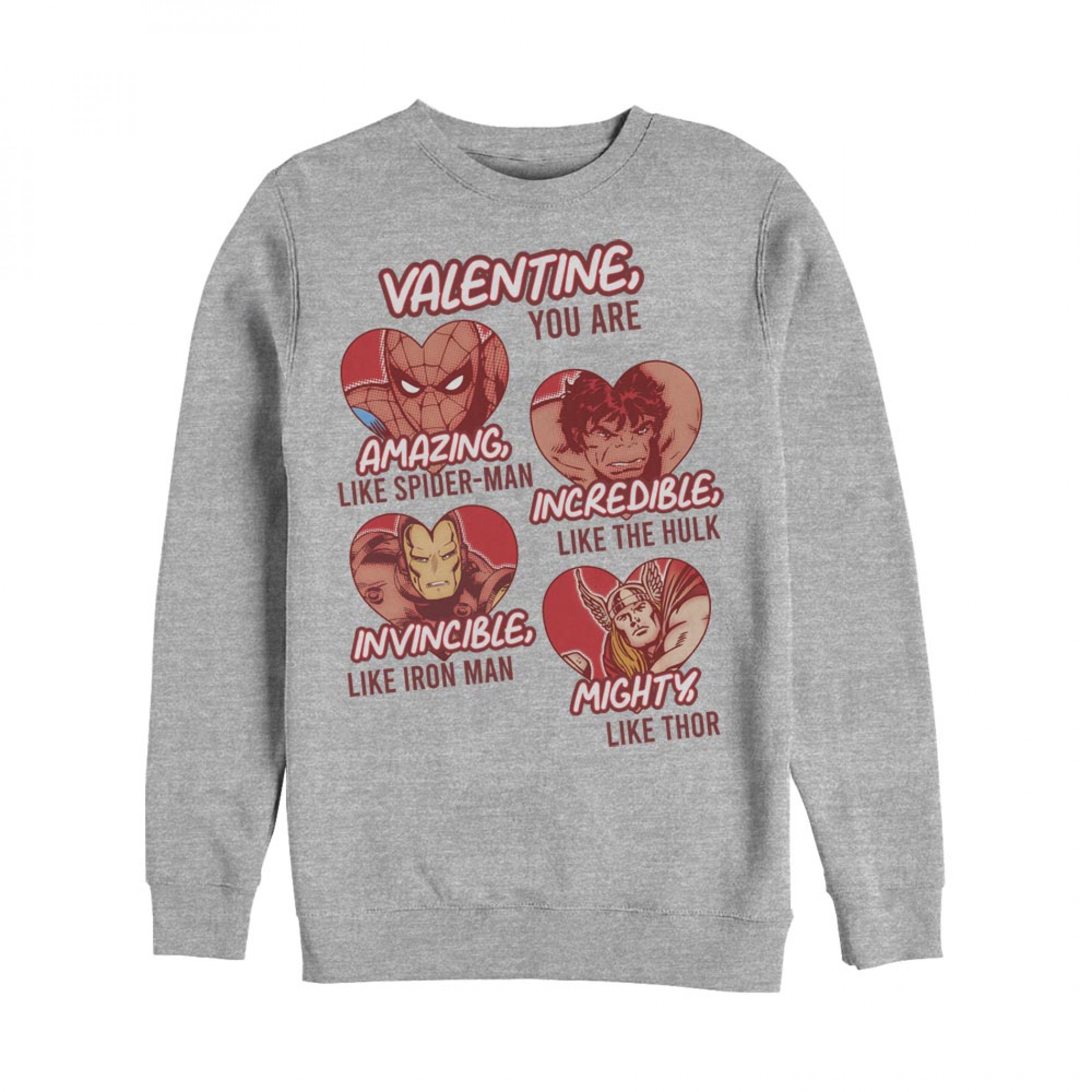 Avengers Valentine Grey Crewneck Sweatshirt